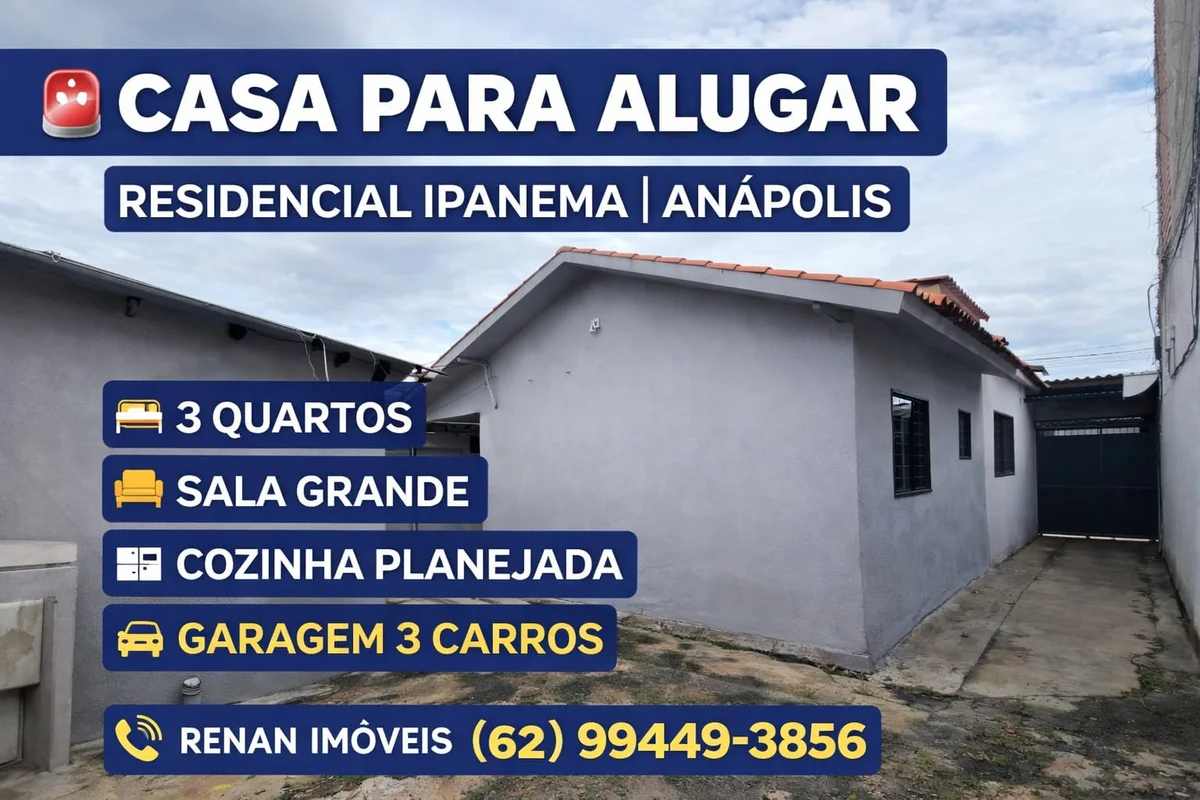 ALUGUEL – CASA RESIDENCIAL?? Residencial Ipanema?? Valor do aluguel: R$ 1.300,00...