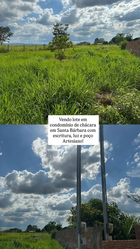 Lote no Condomínio de Chácaras Fabrino em Santa Barbara - GO, 700m² e uma distân...