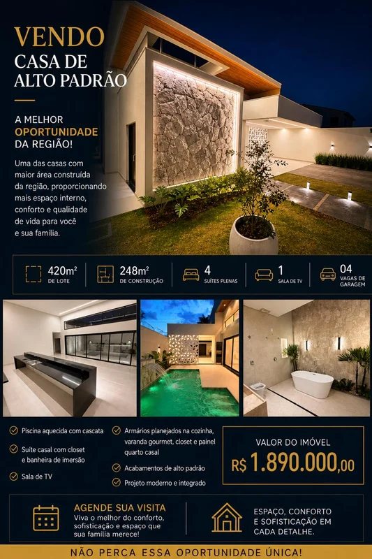 CASA DE ALTO PADRÃO À VENDA NO JARDIM ATLÂNTICOImóvel com projeto moderno, ambie...