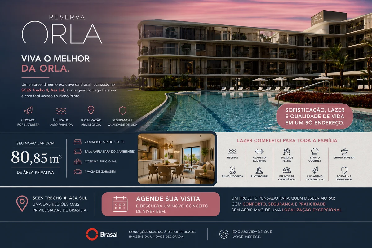 Conheça o Reserva Orla, um empreendimento exclusivo da Brasal, localizado no SCE...