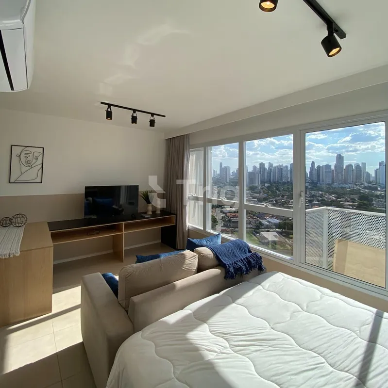 Flat mobiliado de 37 m² com ambientes bem distribuídos, proporcionando praticida...