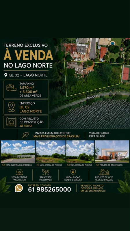 TERRENO EXCLUSIVO À VENDA | QL 02 – LAGO NORTEApresentamos um dos terrenos mais ...