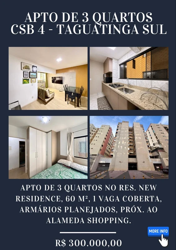 Apartamento de 3 Quartos no Residencial New Residence – Taguatinga Sul (CSB 04)L...