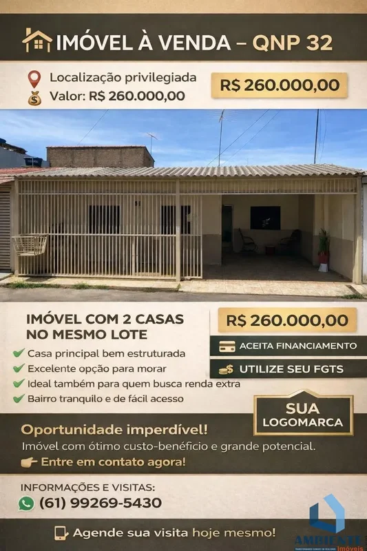 ?? Oportunidade para Morar e Investir | QNP 32?? Valor: R$ 260.000,00? Aceita fi...