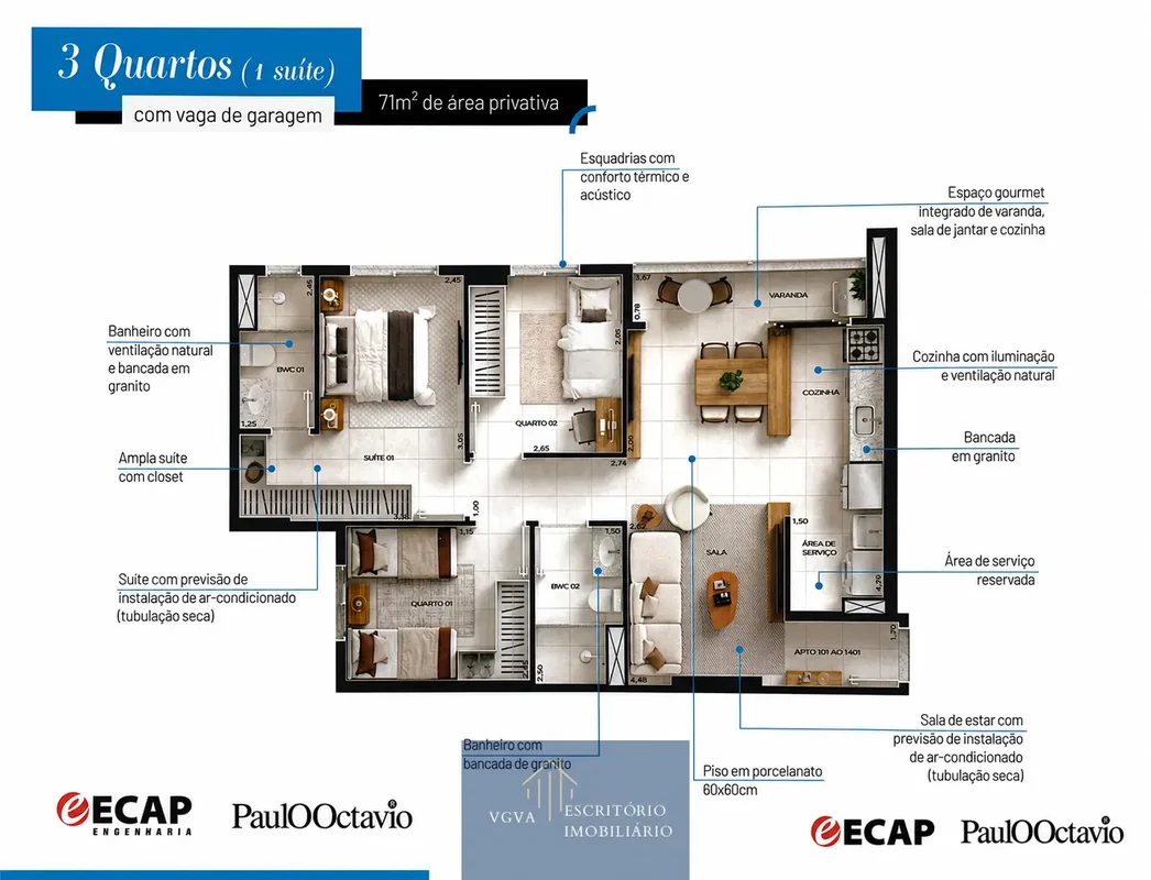Apartamento à venda no UP Resort Centro Urbano – SamambaiaMore no 14º andar de u...