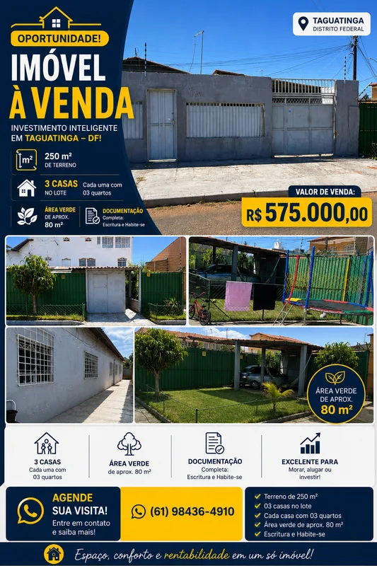 EXCELENTE IMOVEL A VENDA A VENDA COM 250,00 M2 DE TERRENO! Ideal para quem busca...