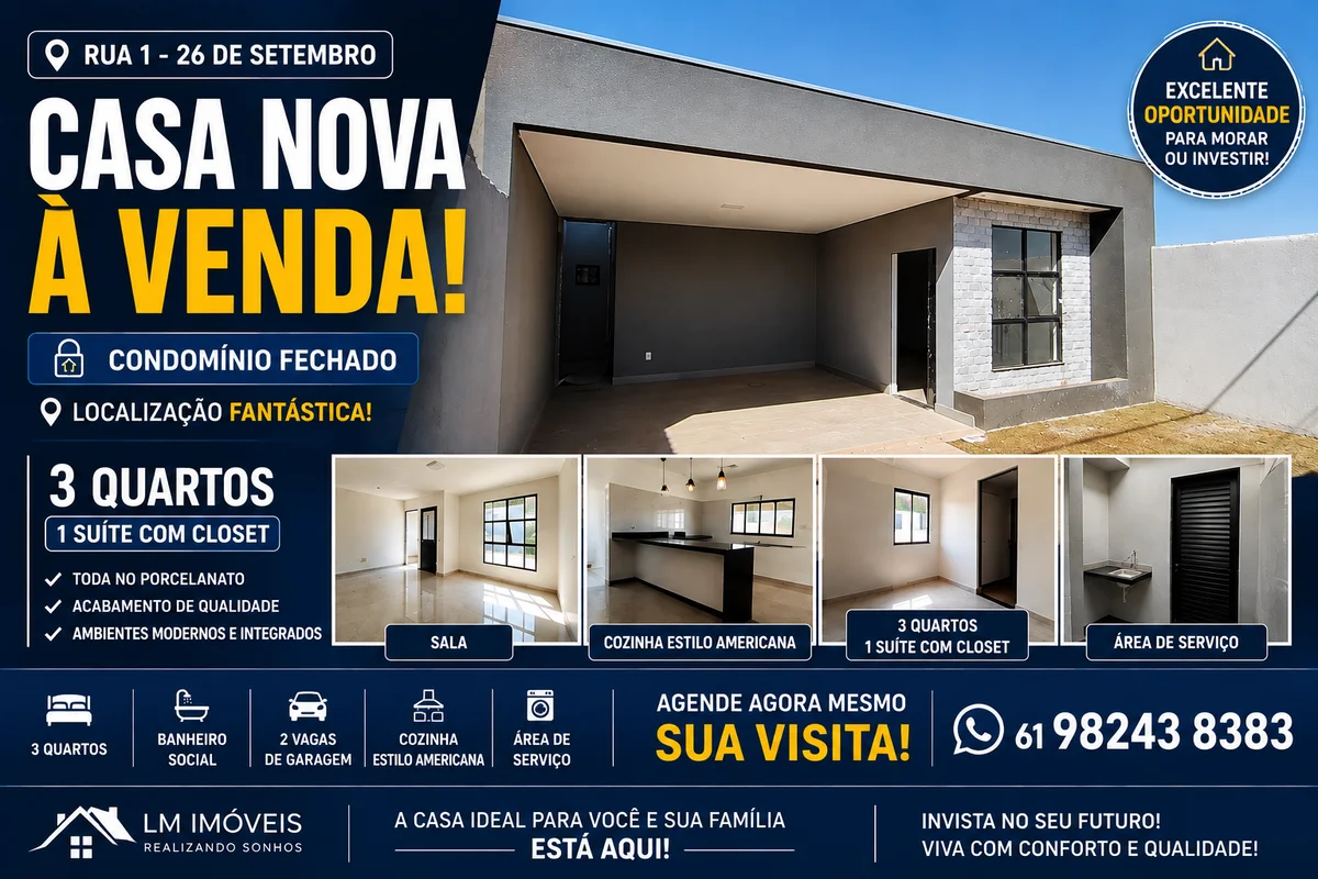 CASA NOVA À VENDA NA RUA 1 – 26 DE SETEMBRONÃO ACEITA FINANCIAR !!!Excelente opo...