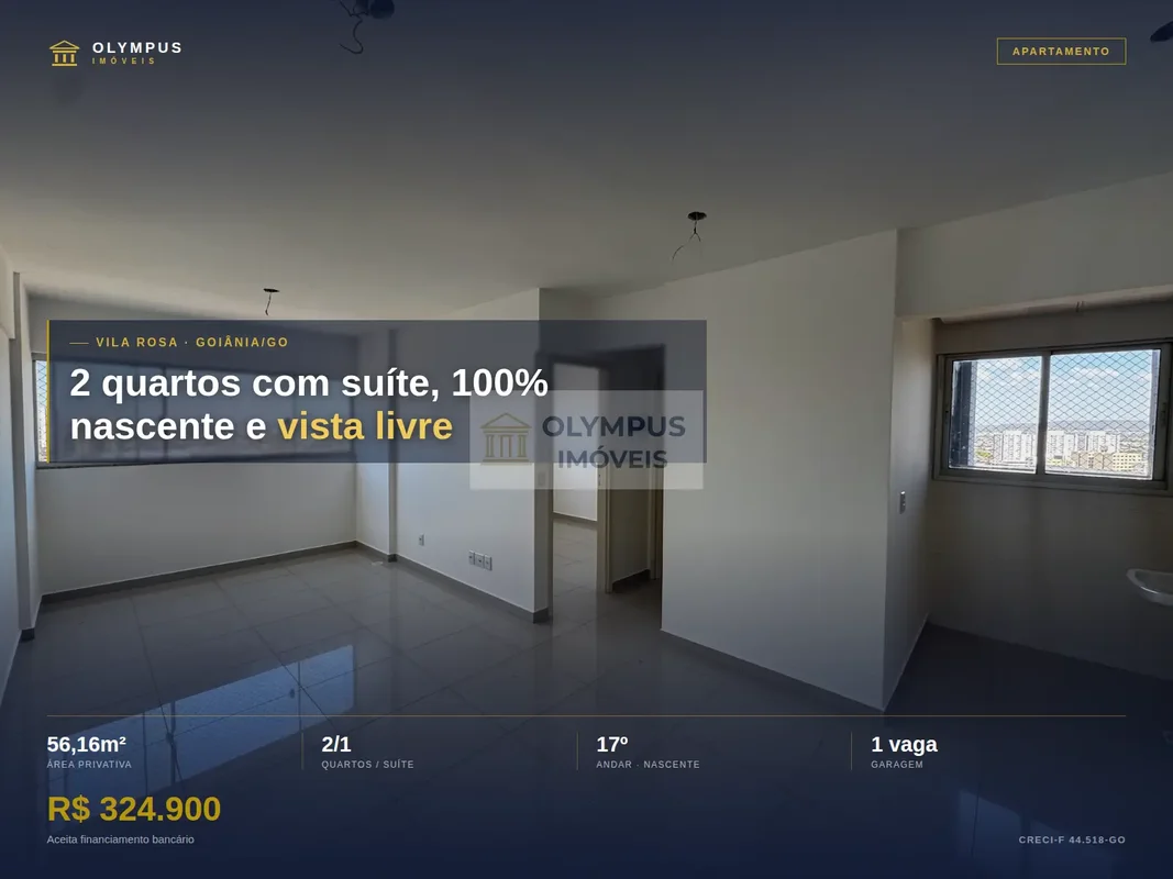 Apartamento de 2 quartos com suíte, nascente e vista livre na Vila RosaApartamen...