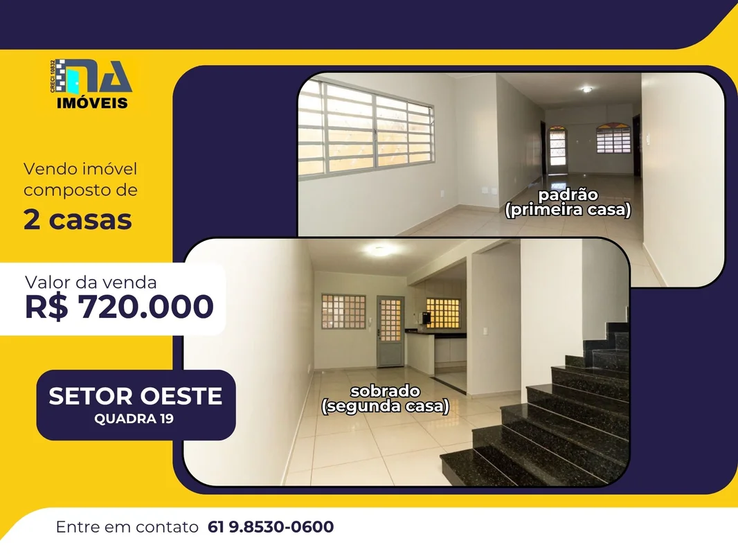Vendo excelente imovel no Gama, na quadra 19 do Oeste.O imóvel possui duas casas...