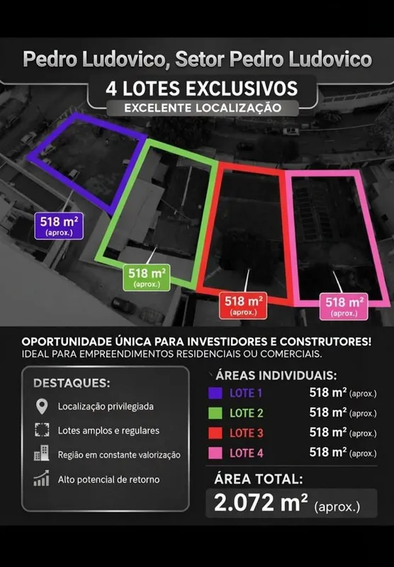 CADA LOTE DE 518m² VENDEMOS NO VALOR DE R$ 2.300.000,00 - PODEMOS VENDER UNITARI...