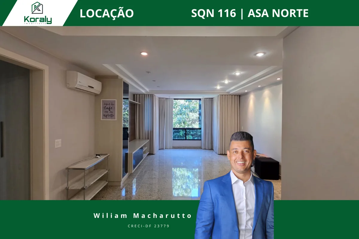 Apartamento 3 quartos para locação na SQN 116 da Asa Norte Composto por: - 3 qua...