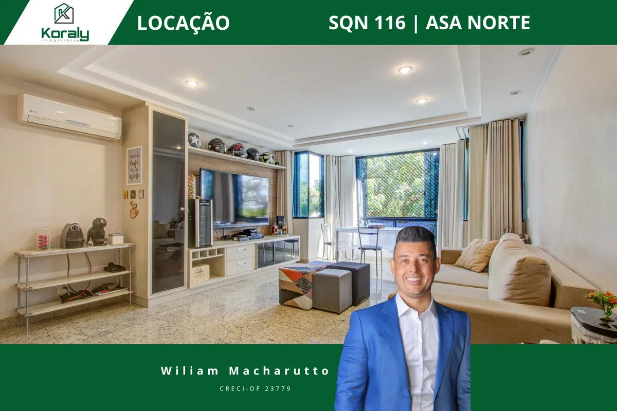 Apartamento 3 quartos para locação na SQN 116 da Asa Norte Composto por: - 3 qua...