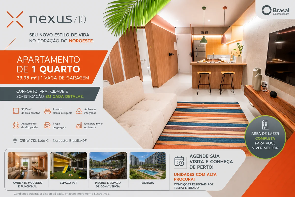 Nexus 710 – Viva o melhor do Noroeste em um empreendimento BrasalChegou a oportu...