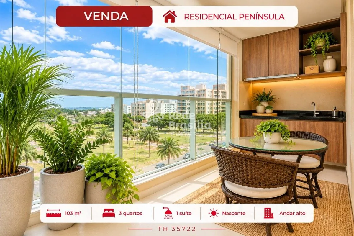Residencial Península | 103 m² - 3 Quartos - Suíte - Nascente - Vista livre | Ág...