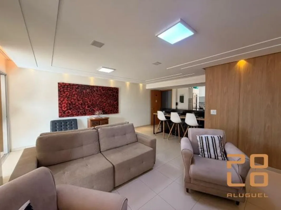 Apartamento mobiliado com 3 quartos, todos com armários, sendo 2 suítes. A suíte...