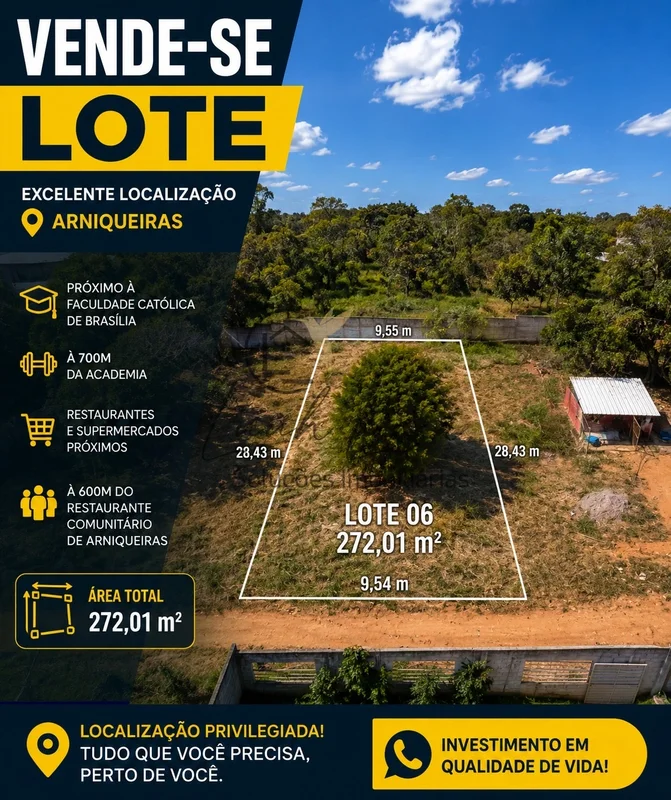 LOTE À VENDA EM ARNIQUEIRAS – 272,01 m²Se você procura um terreno para construir...