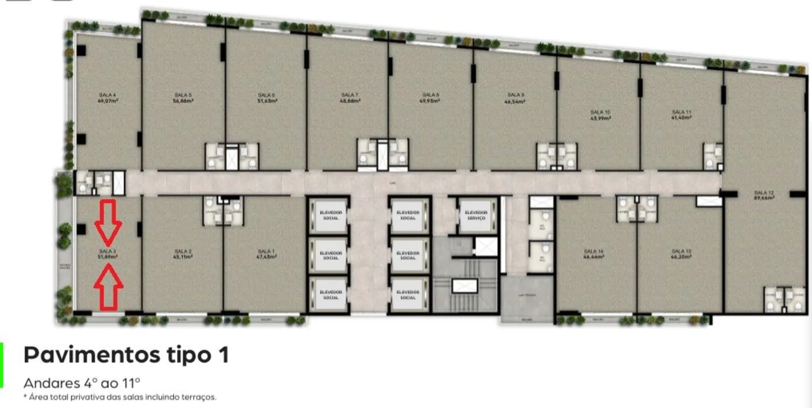 Opus Geo Work : Unidade 403 Metragem: 52 m²(Vista avenida 136, com varanda balcã...