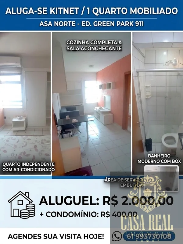 [ALUGA-SE] Kitnet/Apartamento de 1 Quarto Mobiliado na Asa NorteEstá procurando ...