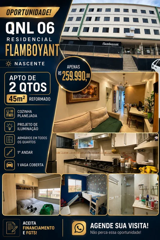 QNL 06 | 2 QUARTOS REFORMADO | NASCENTE | 1º ANDAR | R$ 259.990APARTAMENTO REFOR...