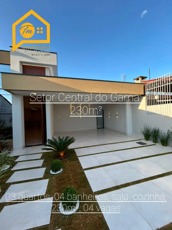 Excelente casa moderna alto padrão no Setor Central – Gama/DF- Sala com pé direi...