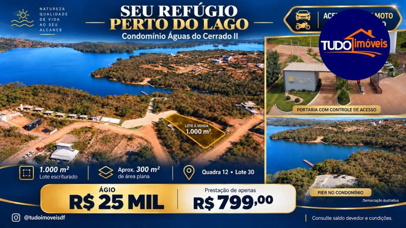ÁGIO DE LOTE NO CONDOMÍNIO ÁGUAS DO CERRADO II R$ 25 MIL!Tenha seu espaço pertin...