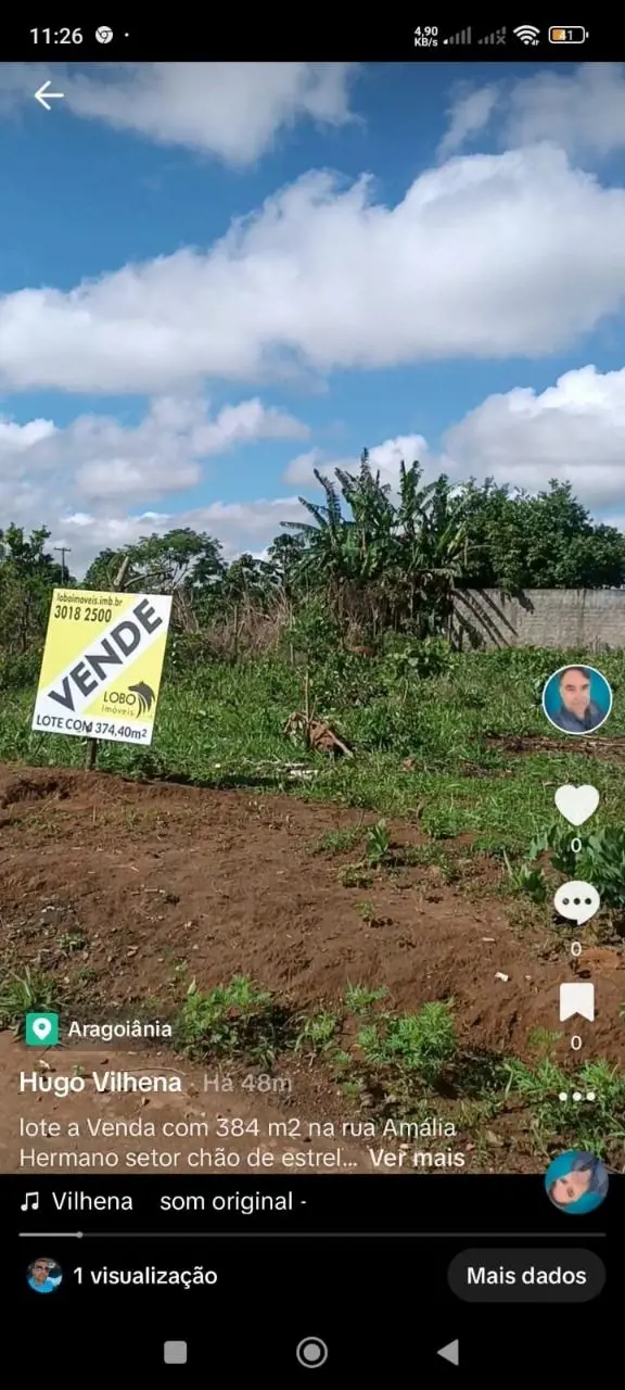 Lote Residencial frente nascente a 200m da GO em Aragoiânia. Em frente a policia...