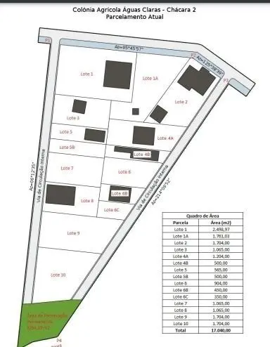 TERRENO A VENDA PARA CONSTRUTOR NA COLONIA AGRÍCOLA AGUAS CLARASSituado em local...