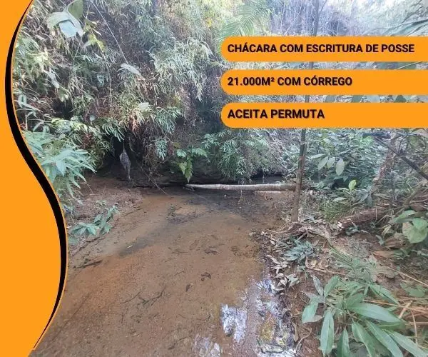 Chácara com 2. hectares, com córrego passando por dentro (Córrego Barriguda, pró...