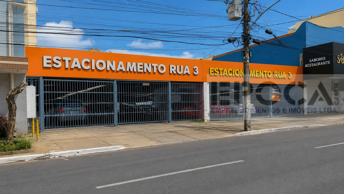 ESTACIONAMENTO COM GRADES NA FRENTE, 03 PORTÕES E 47 VAGAS, ÁREA TOTAL DE 917M²....