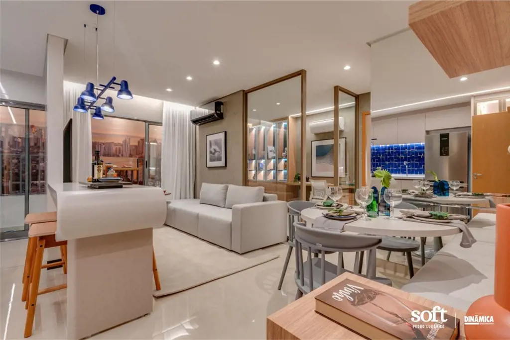 Apartamento medindo 60,40m² composto por sala de estar/jantar, balcão,cozinha/ár...